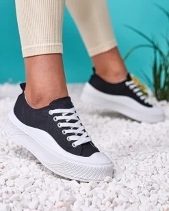 Sale Czarne sportowe trampki na platformie Luceri Trampki