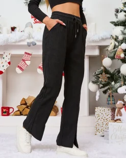 Best Czarne sztruksowe damskie spodnie materiałowe Spodnie Materiałowe