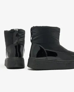 Outlet Czarne wsuwane śniegowce damskie Maderta Śniegowce|Botki Z Grubym Ociepleniem