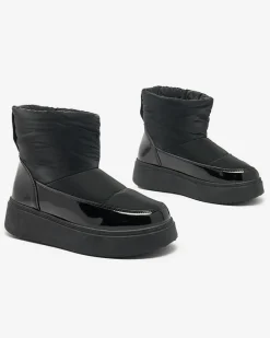 Outlet Czarne wsuwane śniegowce damskie Maderta Śniegowce|Botki Z Grubym Ociepleniem