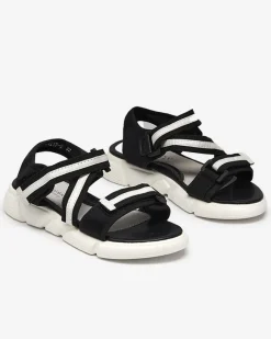 Czarno-białe dziecięce sandałki zapinane na rzepy Modis Dziewczęce