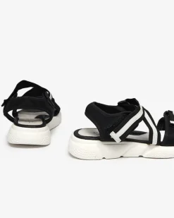 Czarno-białe dziecięce sandałki zapinane na rzepy Modis Dziewczęce