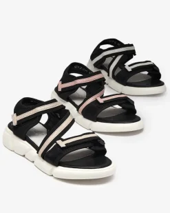Czarno-białe dziecięce sandałki zapinane na rzepy Modis Dziewczęce
