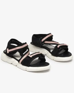 Czarno-różowe dziecięce sandałki zapinane ma rzepy Modis Dziewczęce