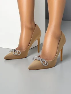 Best Czółenka damskie a'la satynowe z kokardką Hefion Buty Na Wielkie Wyjście|Klasyczne