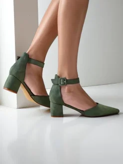 Czółenka damskie na niskim słupku Celle Buty Na Wielkie Wyjście|Klasyczne