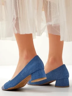 New Czółenka damskie na niskim słupku Penolle Klasyczne