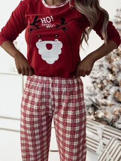 Best Czerwona świąteczna damska 2-częściowa piżama Piżamy