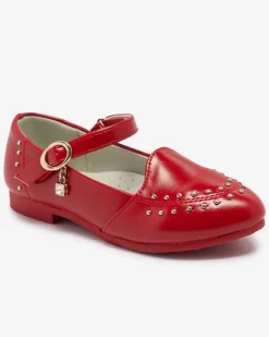 New Czerwone balerinki dziewczęce z dżetami Praja Dziewczęce
