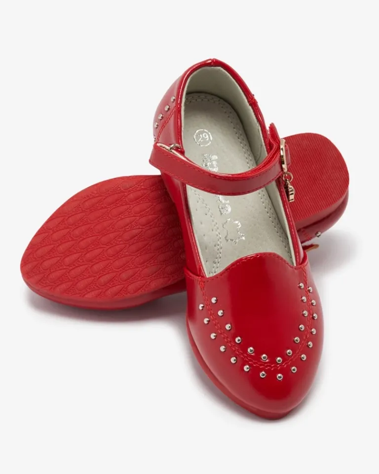 New Czerwone balerinki dziewczęce z dżetami Praja Dziewczęce
