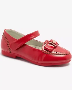 Clearance Czerwone czółenka dziewczęce z kokardką Proya Dziewczęce