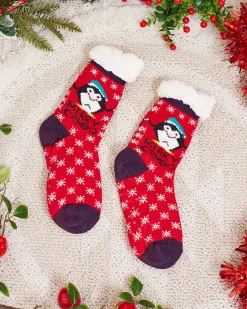 Best Czerwone damskie skarpetki ze świątecznym wzorem Skarpetki