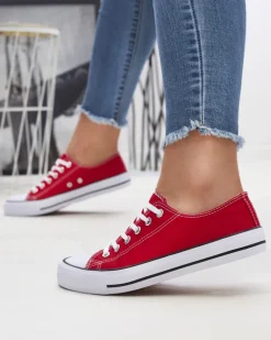 Clearance Czerwone damskie klasyczne sznurowane trampki Ogisa Trampki