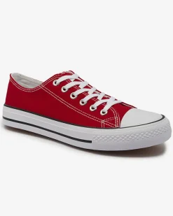 Clearance Czerwone damskie klasyczne sznurowane trampki Ogisa Trampki