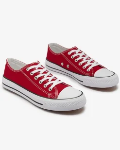 Clearance Czerwone damskie klasyczne sznurowane trampki Ogisa Trampki