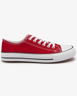 Clearance Czerwone damskie klasyczne sznurowane trampki Ogisa Trampki