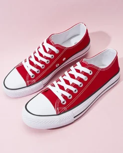 Clearance Czerwone damskie klasyczne sznurowane trampki Ogisa Trampki