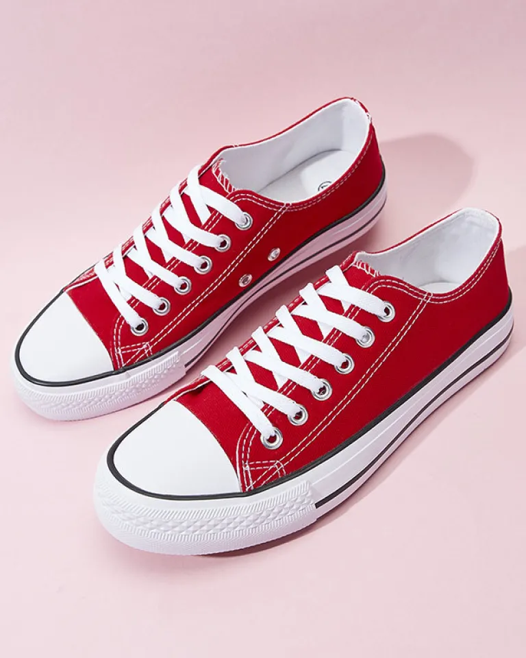 Clearance Czerwone damskie klasyczne sznurowane trampki Ogisa Trampki