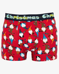 Outlet Czerwone męskie bokserki świąteczne Majtki
