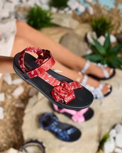 Best Czerwone sandały damskie z kokardką Oyall Sandały Płaskie