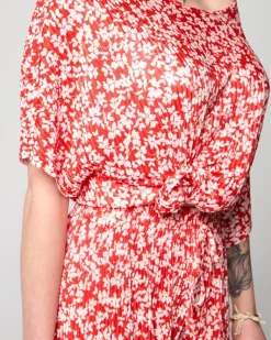 New damski plisowany komplet w kwiatki Damskie Komplety Damskie