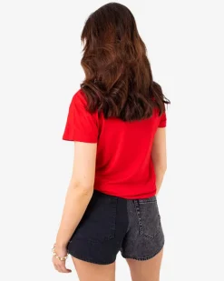 Outlet damski t-shirt z cekinami i napisami Bluzki / Koszule / Koszulki