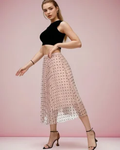 Best Damska dwuwarstwowa spódnica midi w kropki Spódnice
