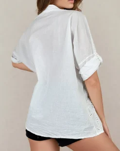 Best Damska koszula z haftem oversize Bluzki / Koszule / Koszulki