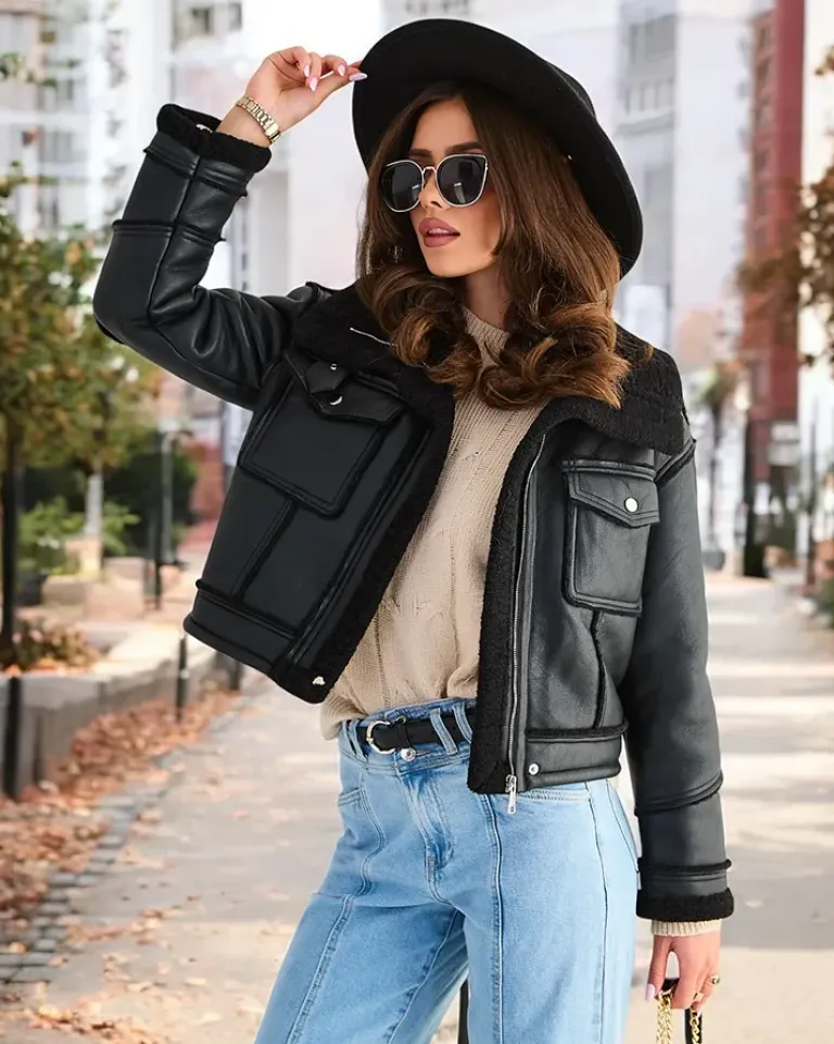 Best Damska kurtka eko skórzana z kożuszkiem w kolorze m Kurtki / Marynarki / Płaszcze