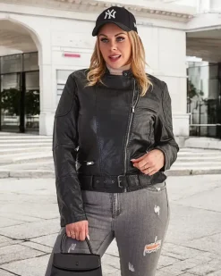 Clearance Damska kurtka ramoneska z eko skóry Kurtki / Marynarki / Płaszcze