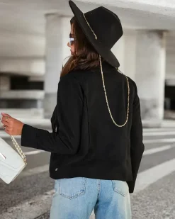 Clearance Damska kurtka typu ramoneska z eko-zamszu z kieszeniami Kurtki / Marynarki / Płaszcze