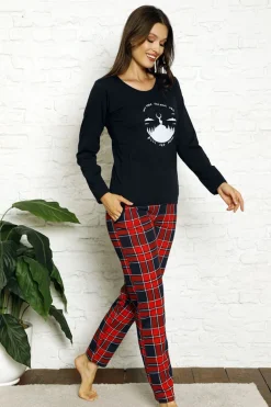 Clearance Damska piżama w kolorze granatowo- czerwonym Piżamy