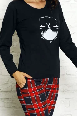 Clearance Damska piżama w kolorze granatowo- czerwonym Piżamy