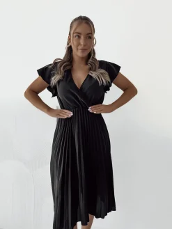 Sale Damska plisowana sukienka midi Sukienki Długie