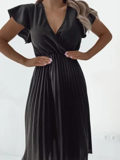 Sale Damska plisowana sukienka midi Sukienki Długie