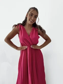 Discount Damska plisowana sukienka midi Sukienki Długie