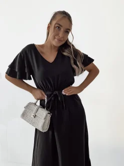 Best Damska prosta sukienka midi Sukienki Długie