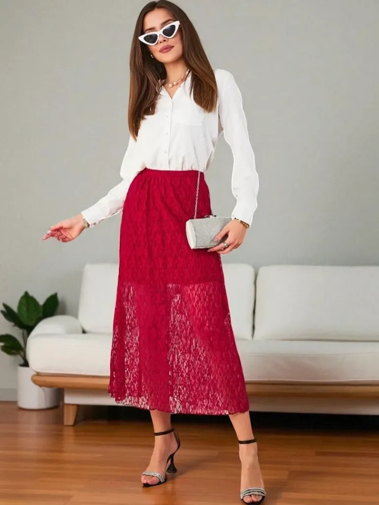 New Damska spódnica midi z koronką Spódnice