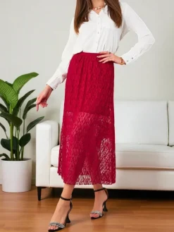New Damska spódnica midi z koronką Spódnice
