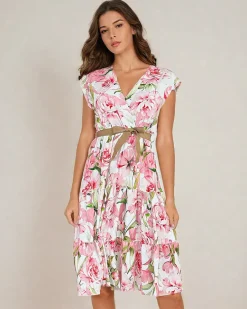 Online Damska sukienka midiw kwiaty Sukienki Letnie|Sukienki Długie