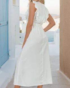 Online Damska sukienka midi z guzikami Sukienki Letnie|Sukienki Krótkie