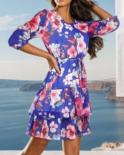 Discount Damska sukienka mini w kwiaty Sukienki Letnie|Sukienki Krótkie