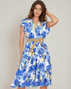 New Damska sukienka midiw kwiaty Sukienki Letnie|Sukienki Długie