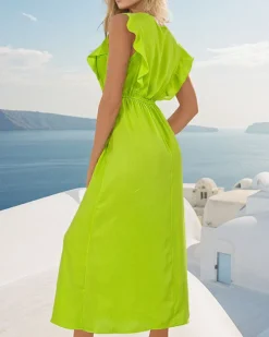 Discount Damska sukienka midi z guzikami Sukienki Letnie|Sukienki Krótkie