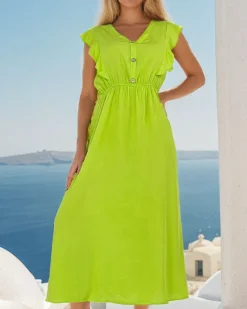 Discount Damska sukienka midi z guzikami Sukienki Letnie|Sukienki Krótkie