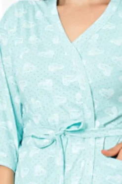 New Damski bawełniany szlafrok w serduszka Szlafroki