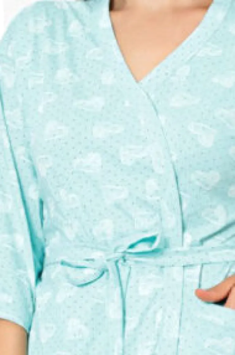 New Damski bawełniany szlafrok w serduszka Szlafroki