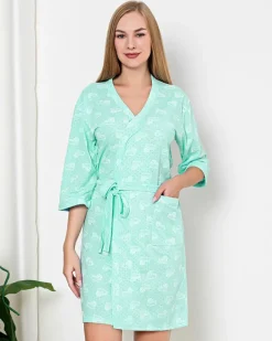 Outlet Damski bawełniany szlafrok w serduszka Szlafroki