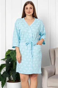 Sale Damski bawełniany szlafrok w serduszka Szlafroki