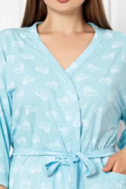 Sale Damski bawełniany szlafrok w serduszka Szlafroki